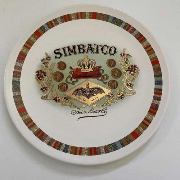 Pottery Barn Appetizer Plates Simion Batt‎ Fireside Club Salad EUC Cigar Theme - Picture 3 of 9